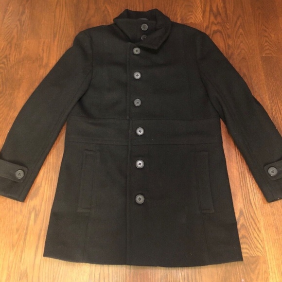 INC International Concepts Black Button Up Wool Winter Lined Coat Mens SZ M New - Picture 1 of 8